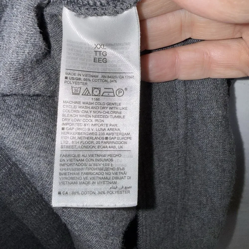 Banana Republic Slub Double Knit Charcoal Gray Crew Neck Long Sleeve T Shirt XXL
